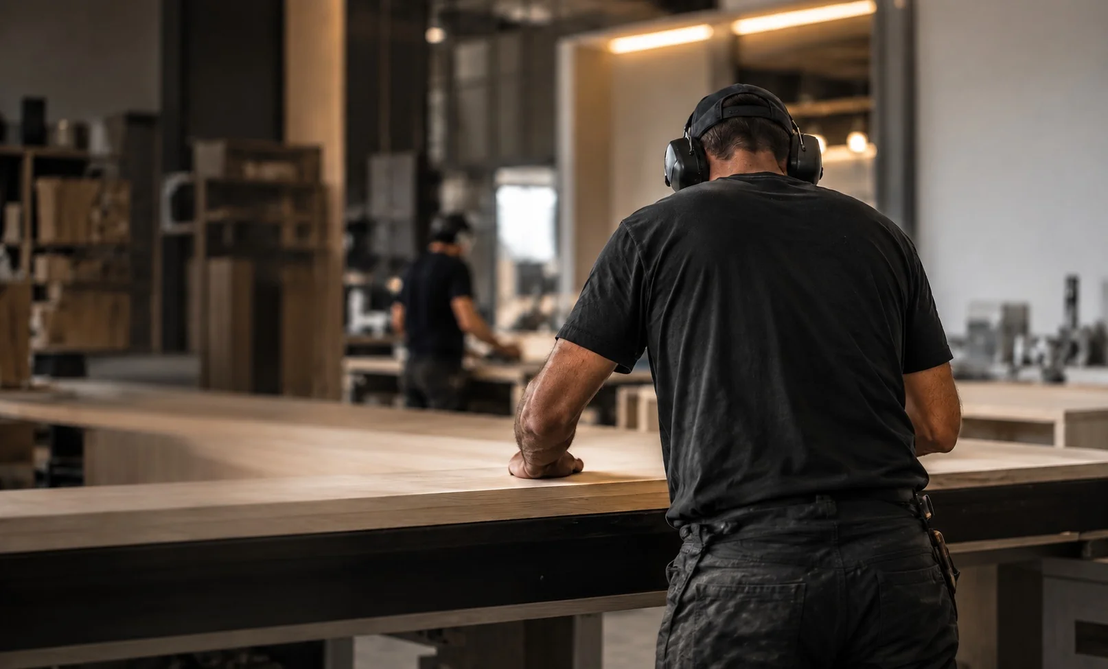 ALTA Custom Joinery craftsperson at work in the joinery workshop, Gold Coast