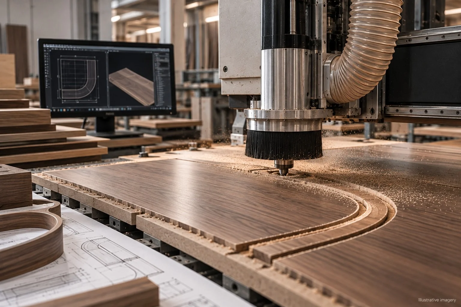 CNC machining of joinery components from digital production data