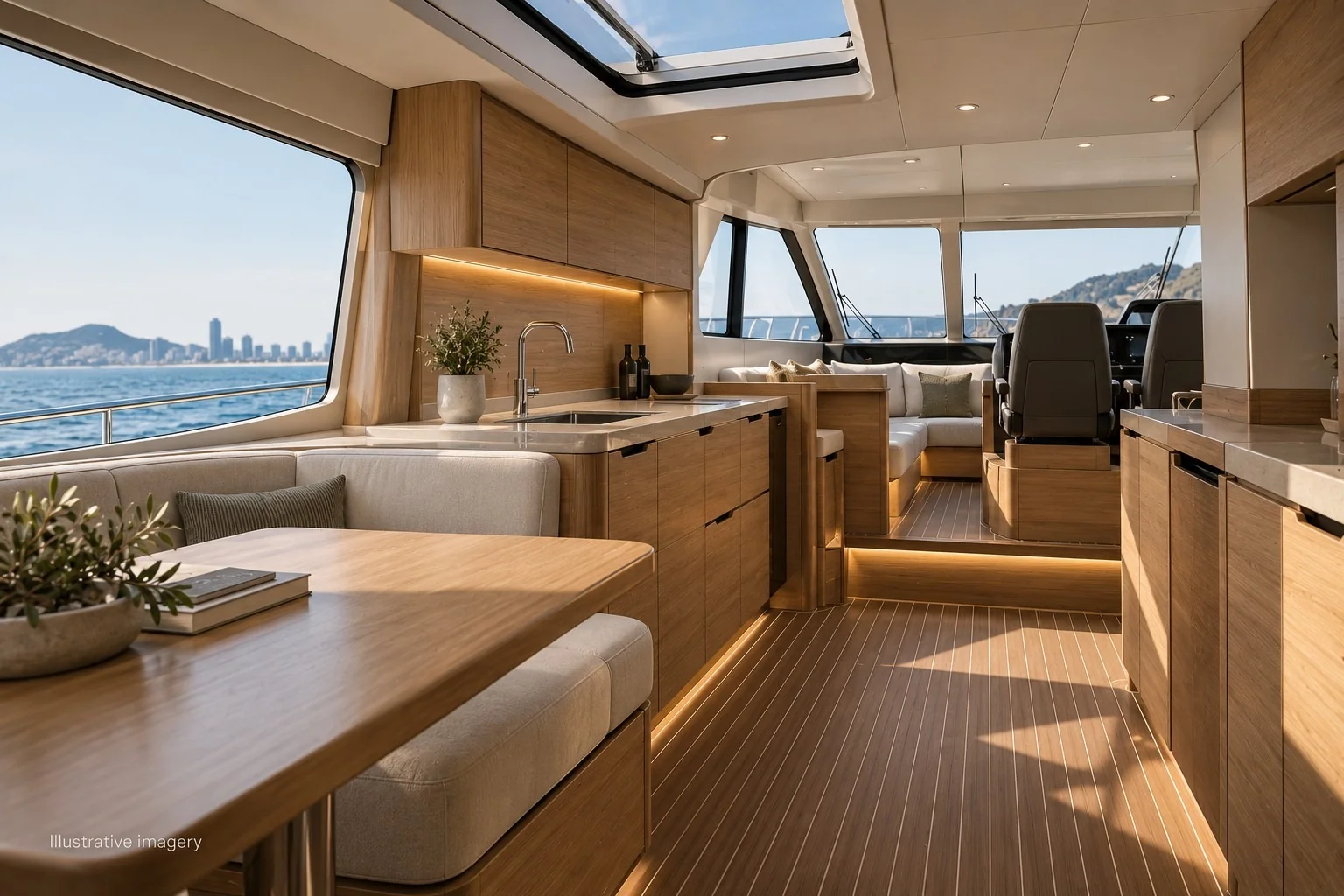 Marine boat interior joinery, galley and cabinetry